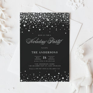 Silver Foil Confetti Black-Julfest Inbjudningar