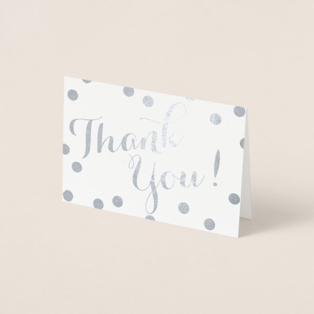 Silver Foil Confetti Dots Modern Tack Folierat Kort (Framsida)
