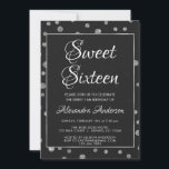 Silver Foil Confetti Polka dots Sweet 16 Birthday Inbjudningar<br><div class="desc">Silver Foil Confetti Polka dots Sweet sixteen Födelsedagsfest inbjudan under en 16:e födelsedagsfest firande. Inbjudan är perfekt för en 16-Födelsedagsfest av Glam Black and Silver. Kontakta designern om du vill ha anpassade matchande objekt.</div>
