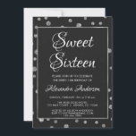 Silver Foil Confetti Polka dots Sweet 16 Birthday Inbjudningar<br><div class="desc">Silver Foil Confetti Polka dots Sweet sixteen Födelsedagsfest inbjudan under en 16:e födelsedagsfest firande. Inbjudan är perfekt för en 16-Födelsedagsfest av Glam Black and Silver. Kontakta designern om du vill ha anpassade matchande objekt.</div>
