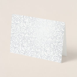 Silver Foil Curvy Mönster på White Folierat Kort