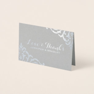 Silver Foil Damask Elegant bröllop Tack Folierat Kort