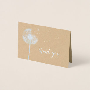 Silver Foil Dandelion Tack on Kraft Folierat Kort