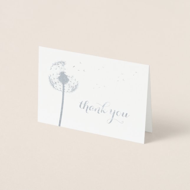 Silver Foil Dandelion - tackkort Folierat Kort (Framsida)