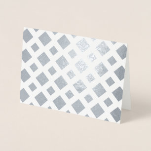 Silver Foil Diamonds on White Lattice Folierat Kort