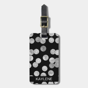 Silver Foil Dots Personlig Luggage Tag Bagagebricka