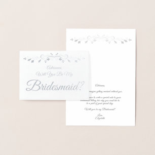 Silver Foil Elegant Bridesmaid Frieri kort