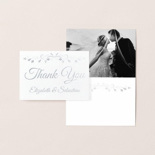 Silver Foil Elegant bröllop - tackkort - ditt kort (Display)
