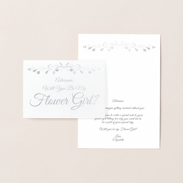 Silver Foil Elegant Flower Girl Frieri Card Folierat Kort (Display)