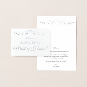 Silver Foil Elegant Maid of honor Frieri kort