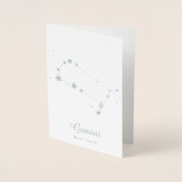 Silver Foil GEMINI Zodiac Sign Constellation Folierat Kort