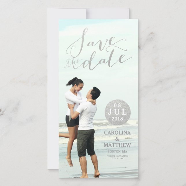 Silver Foil Glamor | Spara datumfotokortet Datumet (Framsida)
