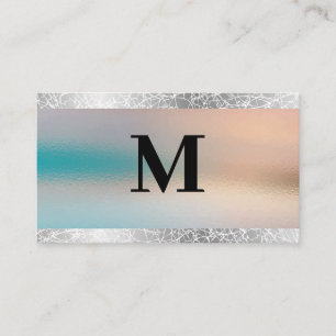 Silver Foil Glass Struktur, bakgrund Monogram Visitkort