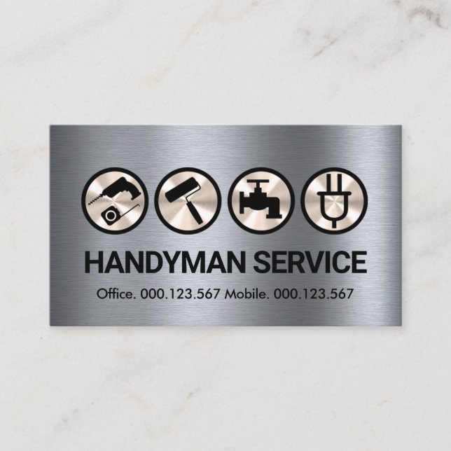 Silver Foil Handyman Verktyg Home Reparair Visitkort (Framsida)