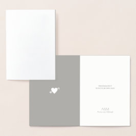 Silver-foil-hjärta med pilen Monogrammed bröllop Folierat Kort