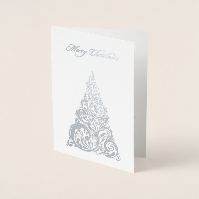 Silver Foil Julgran-julkort Folierat Kort (Framsida)