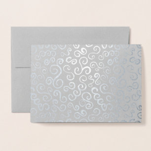 Silver Foil Kurvor på Grått Folierat Kort