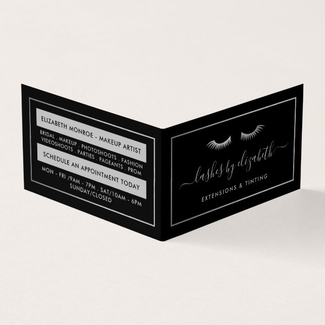 Silver Foil Lash Beauty Makeup Artist Loyalty Visitkort (Utsida)