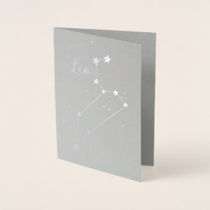 Silver Foil Leo Zodiac Constellation Folierat Kort