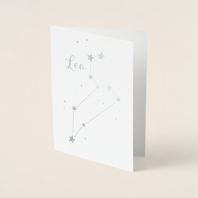 Silver Foil Leo Zodiac Constellation Folierat Kort (Framsida)