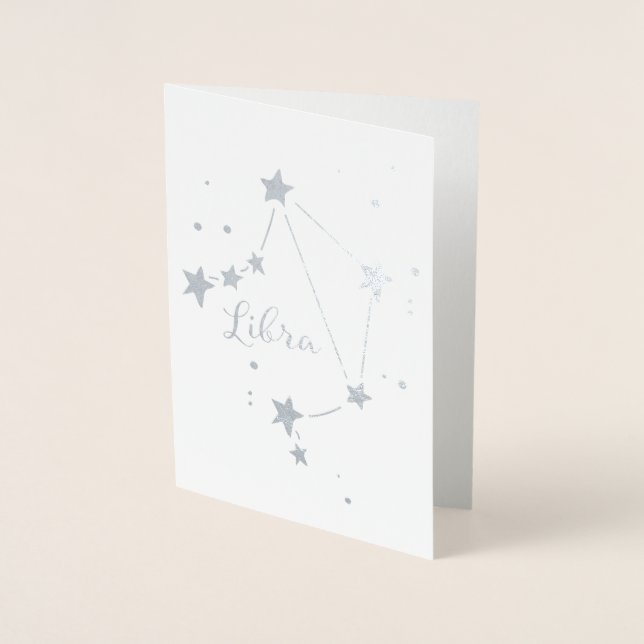 Silver Foil Libra Zodiac Constellation Folierat Kort (Framsida)