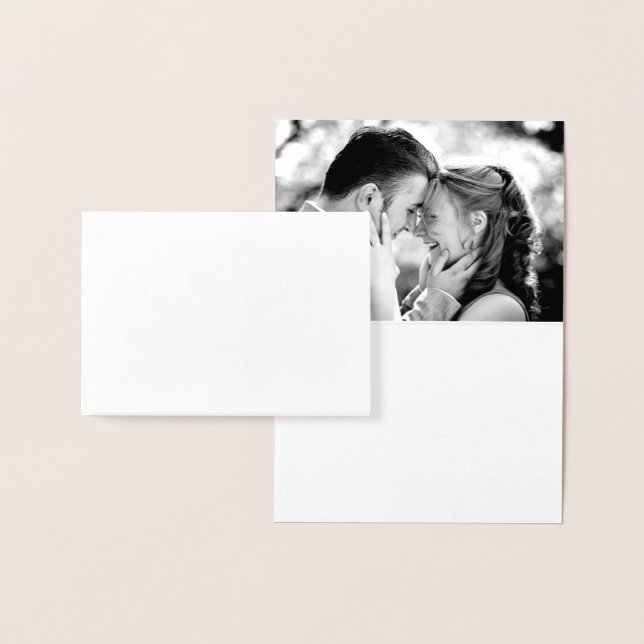 Silver Foil Lotus Flower Photo Tack on Grått Folierat Kort (Display)