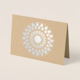 Silver Foil Lotus Mandala Folierat Kort