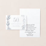 Silver Foil Löv, utandning 50: e födelsedagsinbjud Folierat Kort<br><div class="desc">Silver Foil Löv,  50: e födelsedagsinbjudan Matchningssamling i Niche och Nest store. Artwork by www.EssemCreatives.etsy.com"</div>