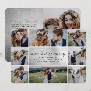 Silver Foil Married & Merry Bröllop Announcement Julkort