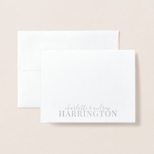 Silver Foil Monogram Bröllop-årsdag Folierat Kort