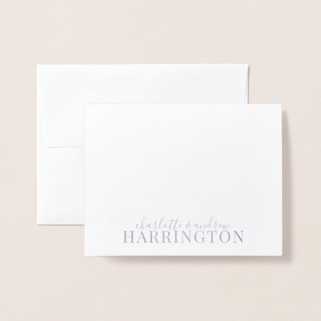 Silver Foil Monogram Bröllop-årsdag Folierat Kort (Framsida med kuvert)