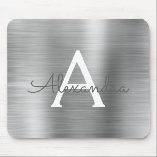 Silver Foil Monogram Namn Mousepad Musmatta