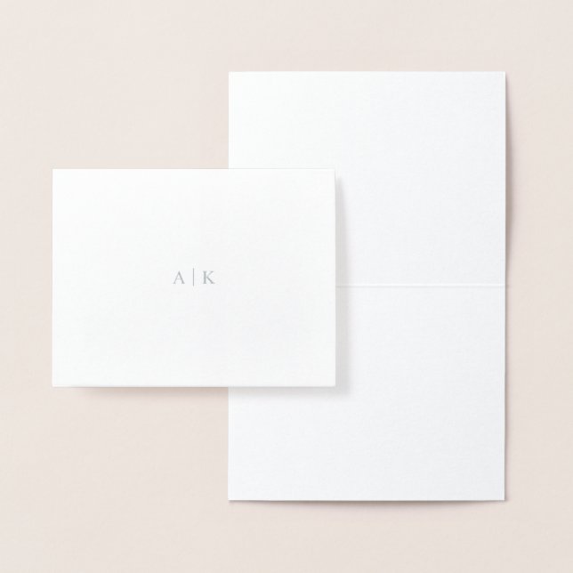 Silver Foil Monogram Note Card | BRÖLLOP TACK Folierat Kort (Display)