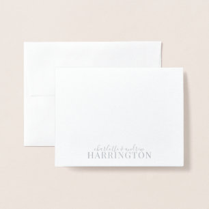 Silver Foil Monogram par Namn Folierat Kort