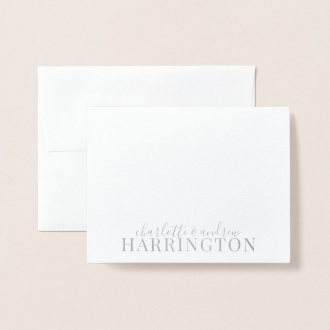 Silver Foil Monogram par Namn Folierat Kort (Framsida med kuvert)