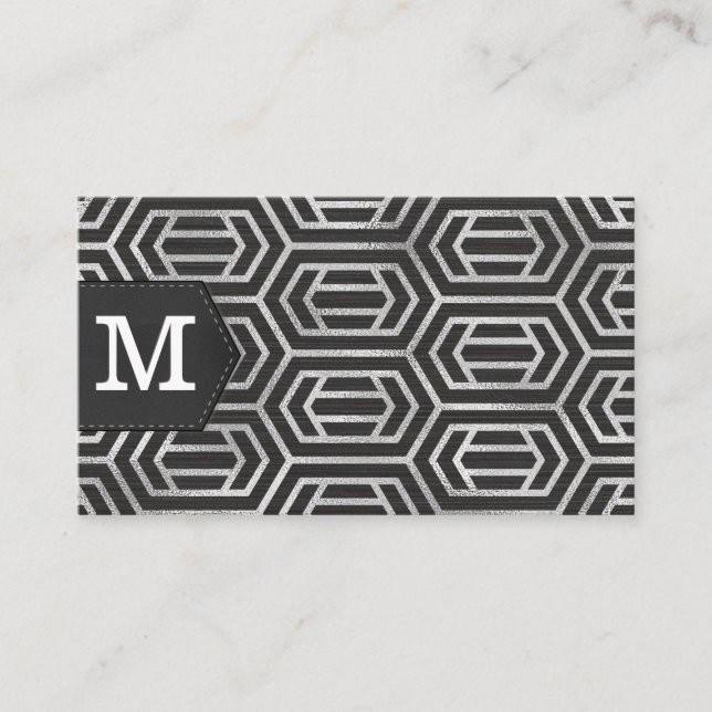 Silver Foil Mönster | Monogram Visitkort (Framsida)