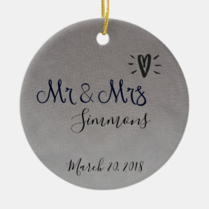 Silver Foil Ny gifta Mr. Date Julgransprydnad Keramik