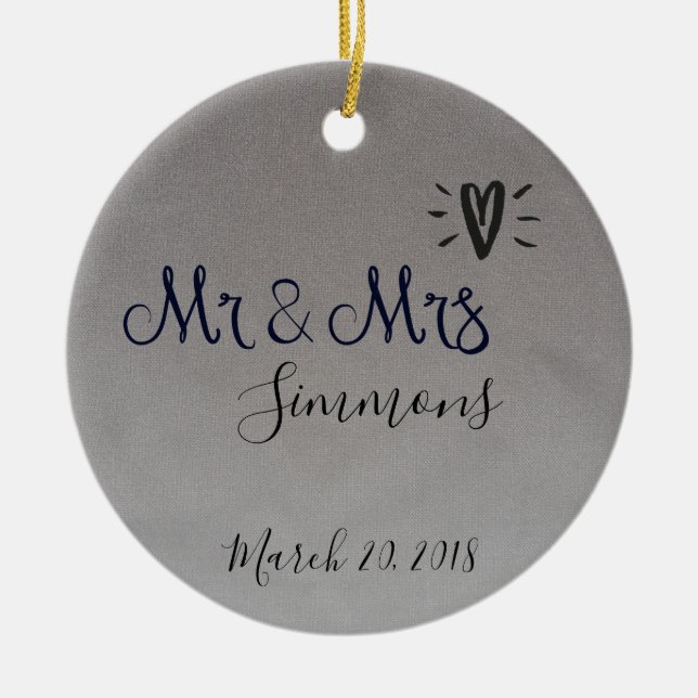 Silver Foil Ny gifta Mr. Date Julgransprydnad Keramik (Framsidan)