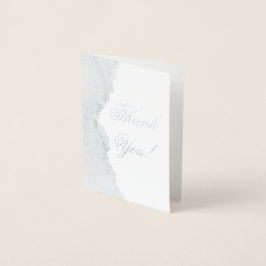 Silver Foil och Blue Agate Bröllop - tackkort Folierat Kort