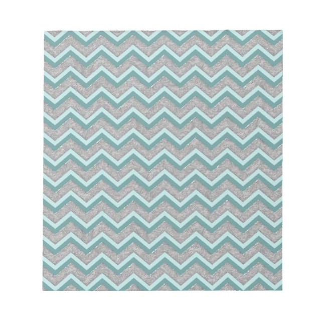 Silver Foil och Teal ZigZag Anteckningsblock (Framsida)