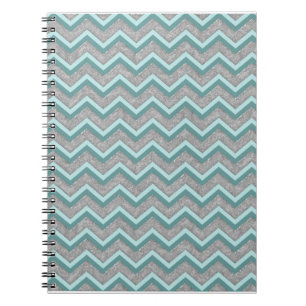Silver Foil och Teal ZigZag Anteckningsbok Med Spiral