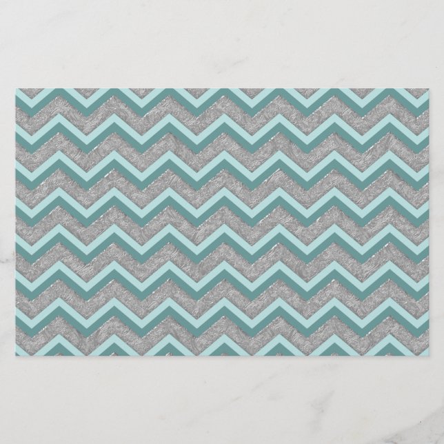Silver Foil och Teal ZigZag Brevpapper (Framsida)