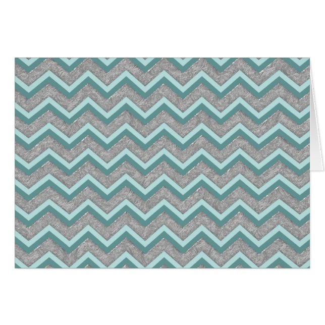 Silver Foil och Teal ZigZag Hälsningskort (Framsidan Horizontal)