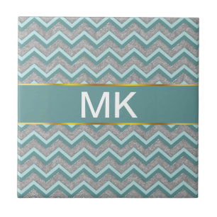 Silver Foil och Teal ZigZag Kakelplatta
