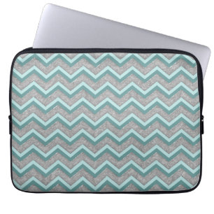 Silver Foil och Teal ZigZag Laptop Sleeve