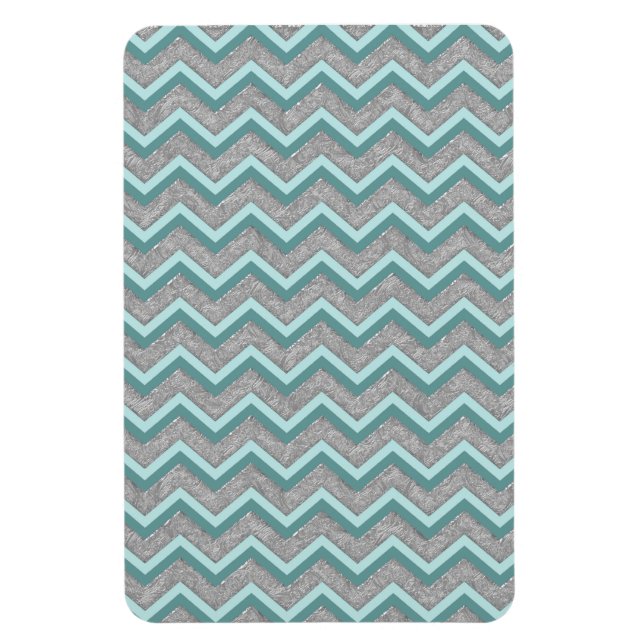 Silver Foil och Teal ZigZag Magnet (Vertikal)