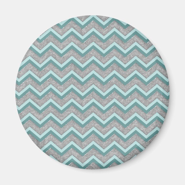 Silver Foil och Teal ZigZag Magnet (Framsidan)