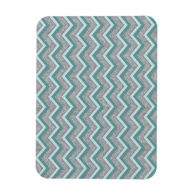 Silver Foil och Teal ZigZag Magnet (Vertikal)