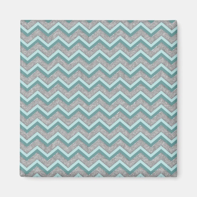 Silver Foil och Teal ZigZag Magnet (Framsidan)