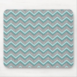 Silver Foil och Teal ZigZag Musmatta